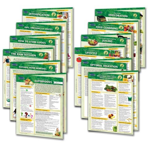 Raw Food & Living Food Vegan Guides - 12 Chart Bundle | Vegan Quick Reference Charts by Permacharts | Perfect for Vegan Meal Planning & Plant-Based Diet Education