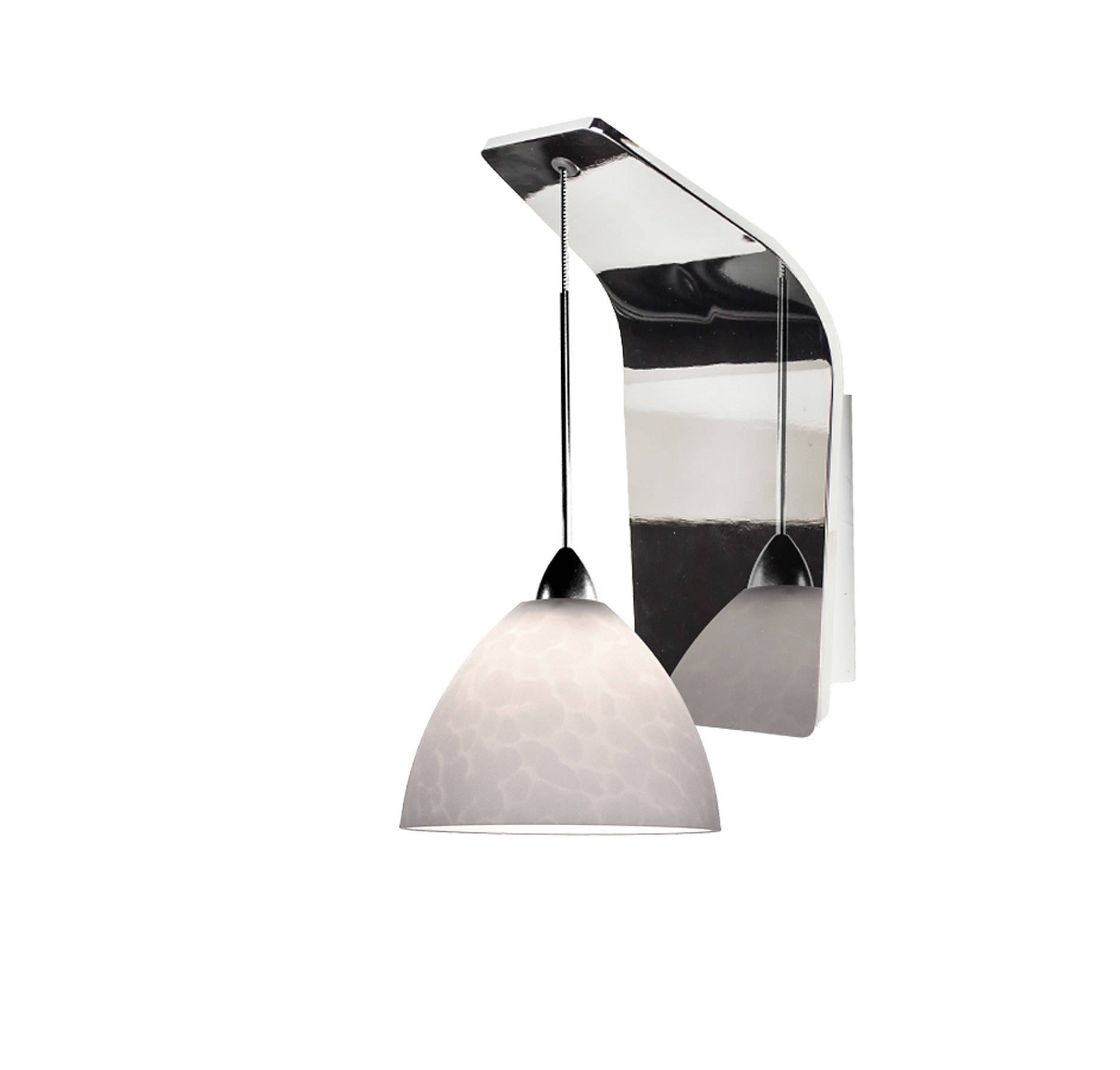 WAC Lighting WS72LED-G541WT/CH Faberge LED Pendant Wall Sconce with Glass Shade - Modern White/Chrome Finish for Bedroom, Hallway & Entryway Lighting