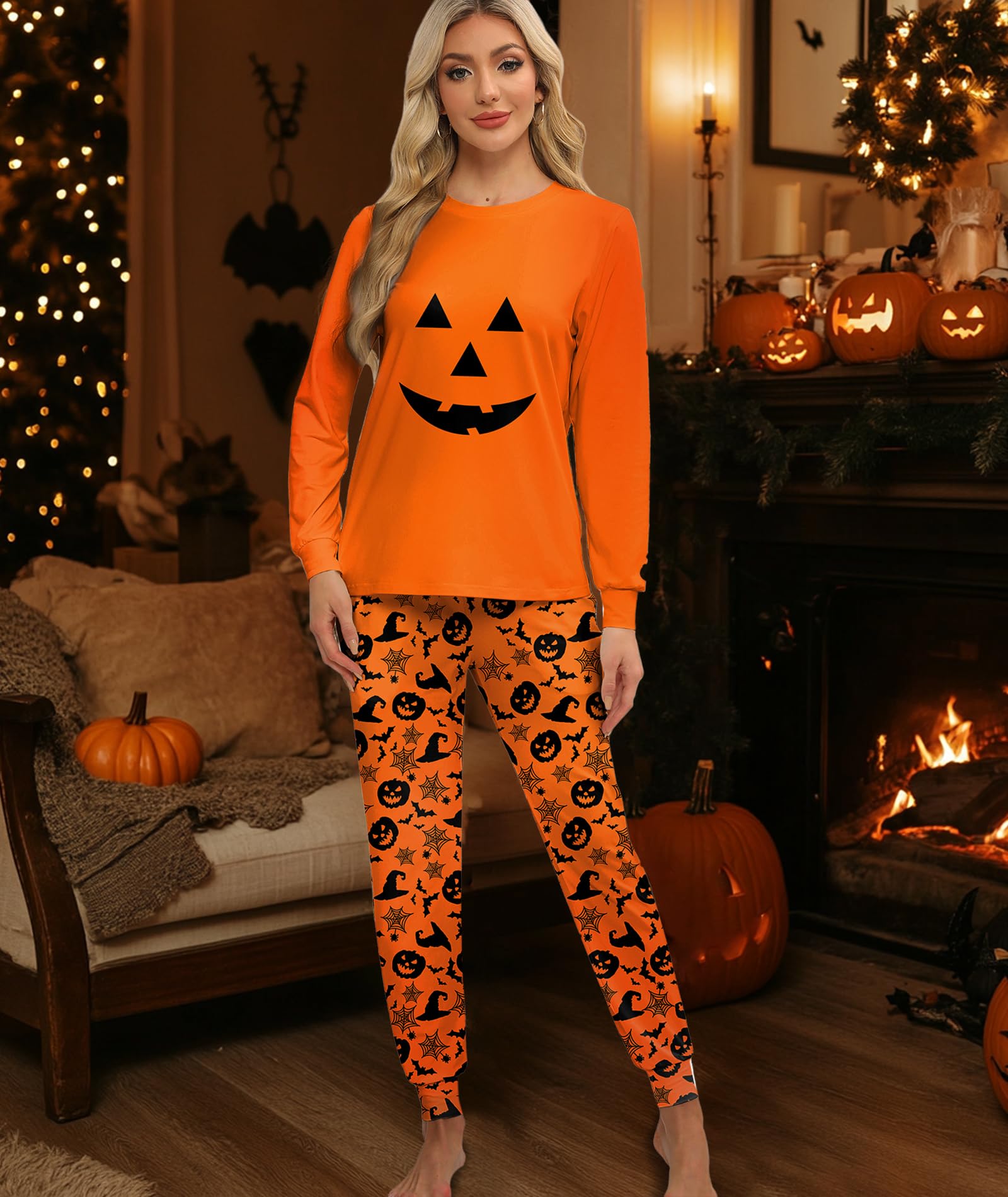 Women's Long Sleeve Pajama Set with Jogger Pants - Soft Cotton Sleepwear & Lounge Set with Pockets - Perfect for Relaxing at Home, Sleeping, or Traveling