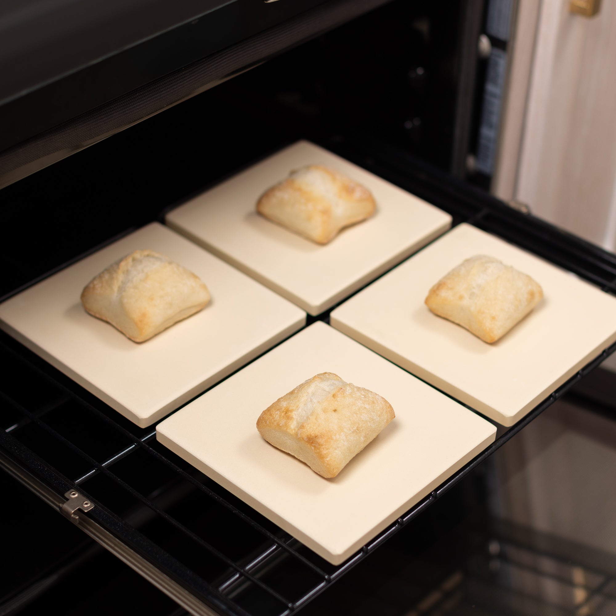 Premium Cordierite Square Pizza Stone Set - 4-Piece 7.5x7.5 Inch Baking Stones for Perfect Homemade Pizza, Bread & Desserts | Oven, Grill & Outdoor Cooking Essential