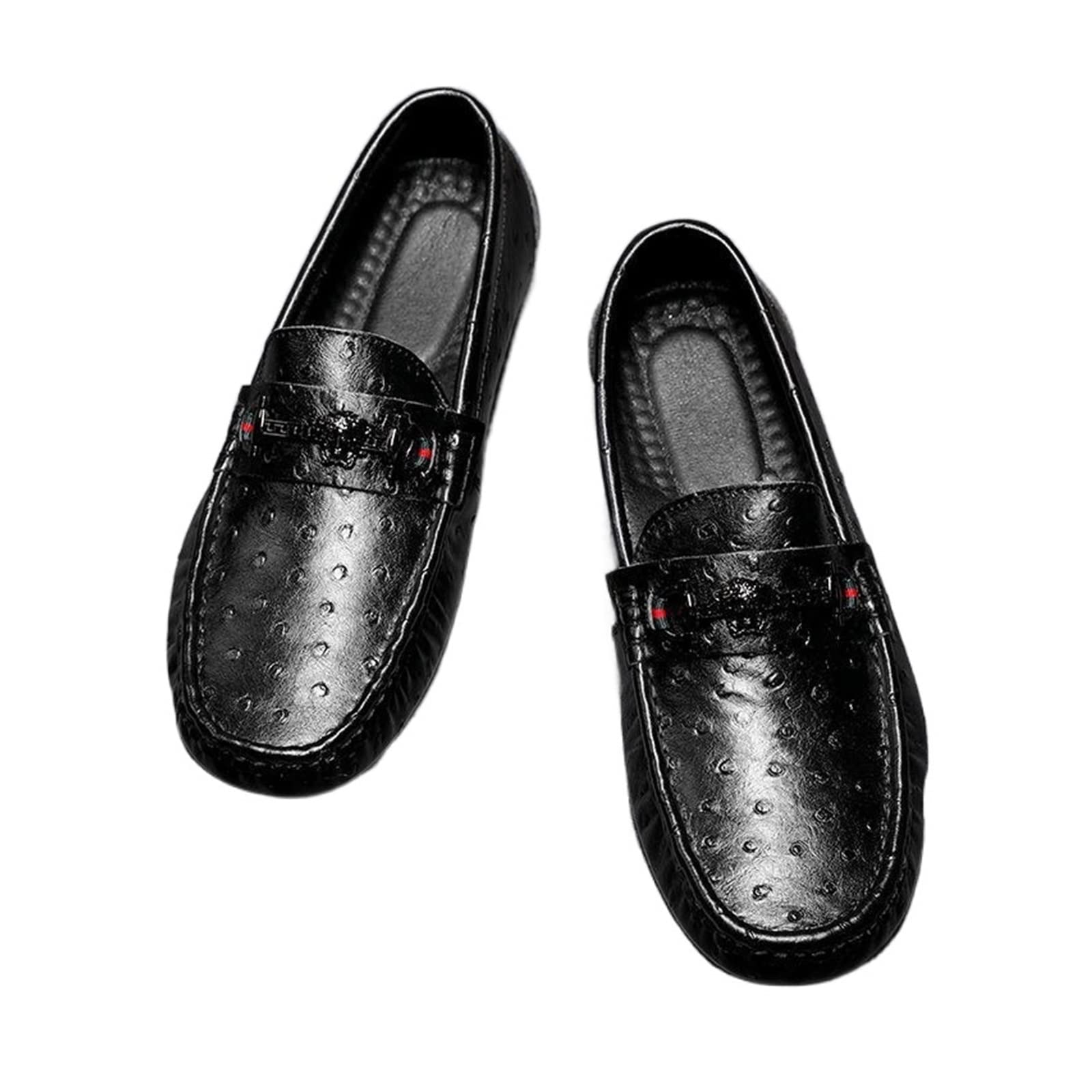 Men's Genuine PU Leather Slip-On Loafers - Comfortable Casual Driving Moccasins & Flat Shoes for Work, Travel, and Everyday Wear