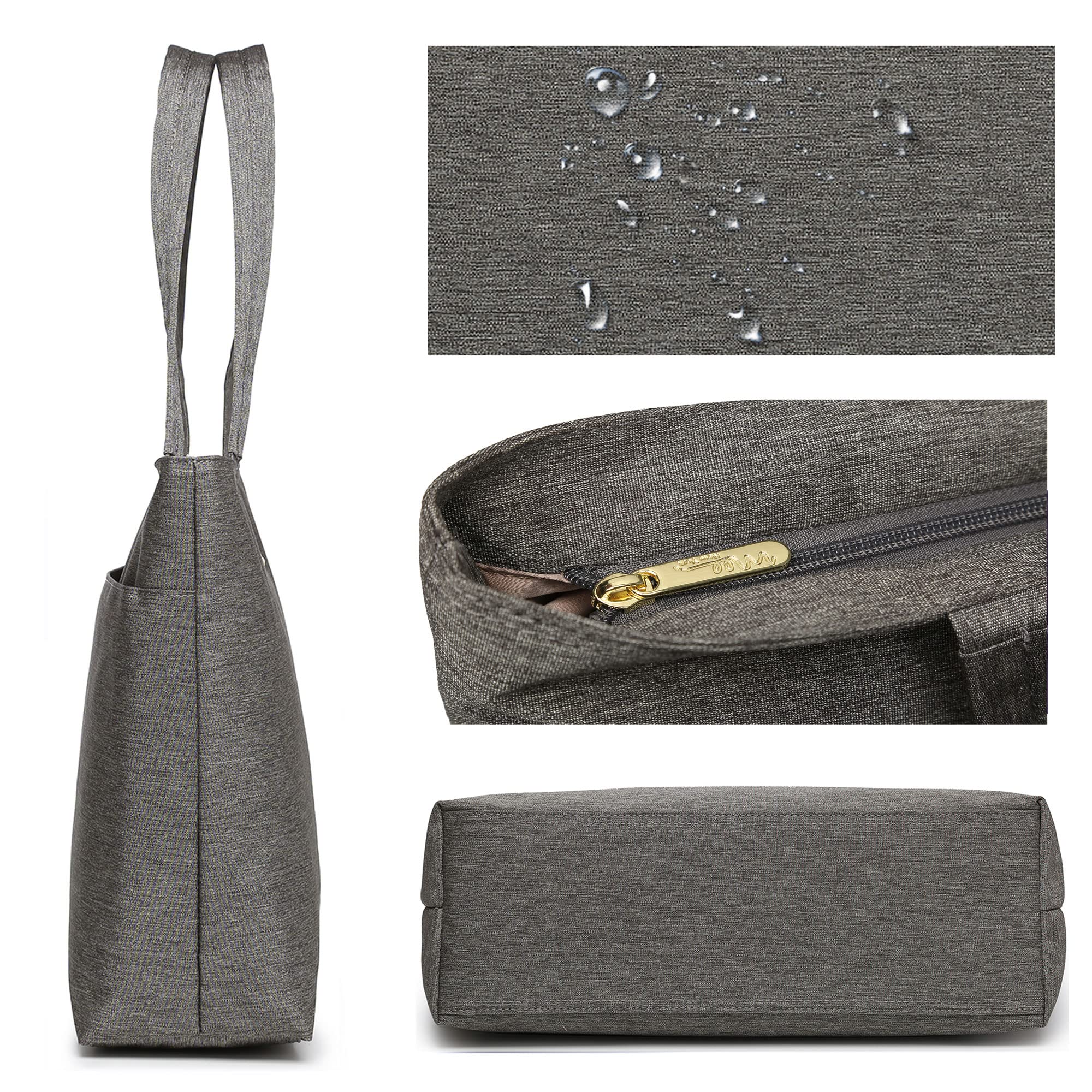 Waterproof Nylon Laptop Tote Bag for Women & Men - 12-13.3 Inch Lightweight Travel Shoulder Bag (Gray) - Perfect for Work, School, Business Trips & Daily Commute