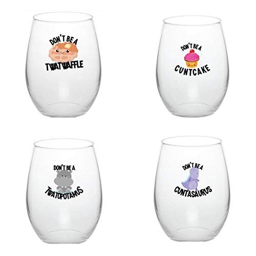 Funny 21oz Stemless Wine Glass Set - Hilarious Gag Gift for Women, Best Friend Birthday Present - Perfect for Parties, Bachelorette & Girls' Night Out