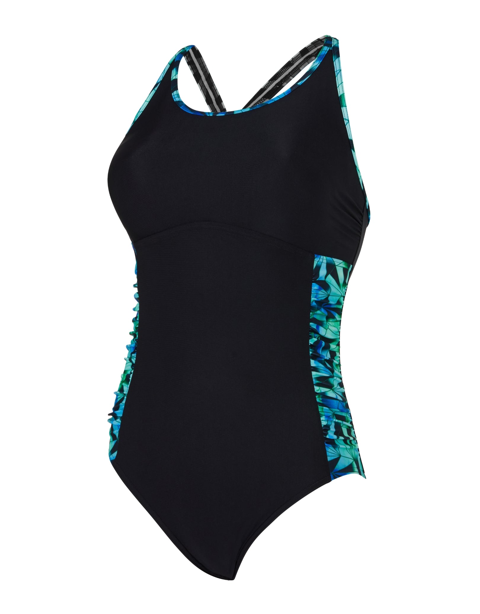 Cyber Multiway Adjustable Straps Swimsuit for Women - Black & Blue - Perfect for Beach, Pool, and Summer Vacations