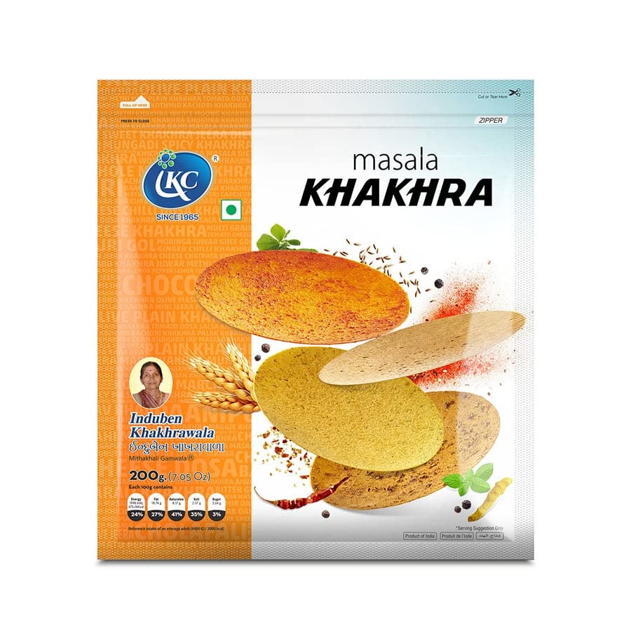 Premium Indian Gujarati Khakhra Snacks - 200g (7 oz) Pack of 2 | Authentic MASALA SPICES Flavor | Healthy & Tasty Traditional Crispy Flatbread | Perfect for Breakfast, Tea Time, or On-the-Go Snacking