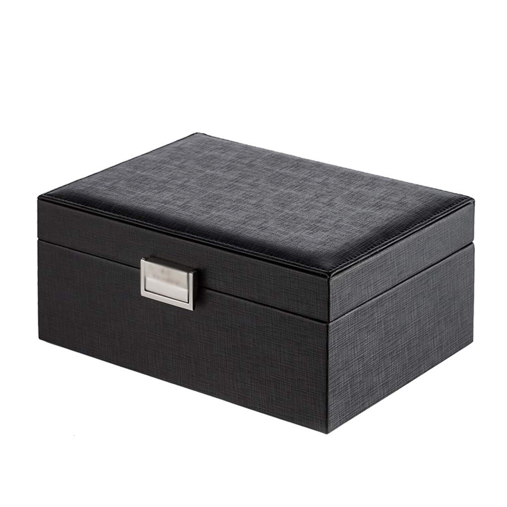 Large Capacity Mirrored Jewelry Box Organizer with Lock - Soft PVC Leather Wooden Decorative Jewelry Storage Case for Bracelets, Necklaces & Rings | Perfect for Travel, Home Vanity & Gift Giving (Black)