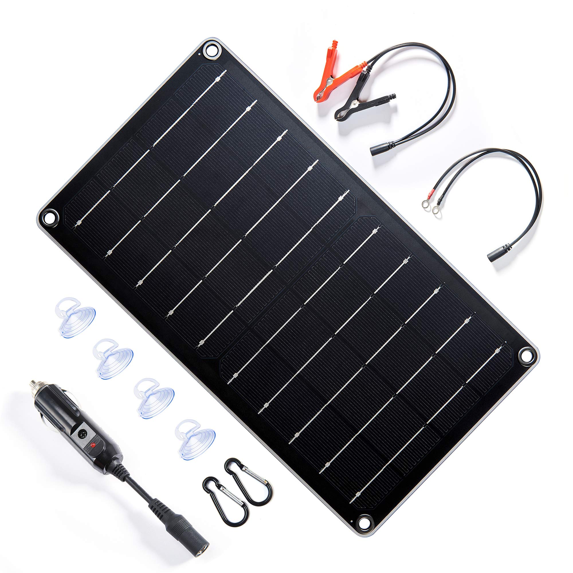 12V 20W Solar Car Battery Charger - Portable Panel with Cigarette Plug for Vehicles & Boats