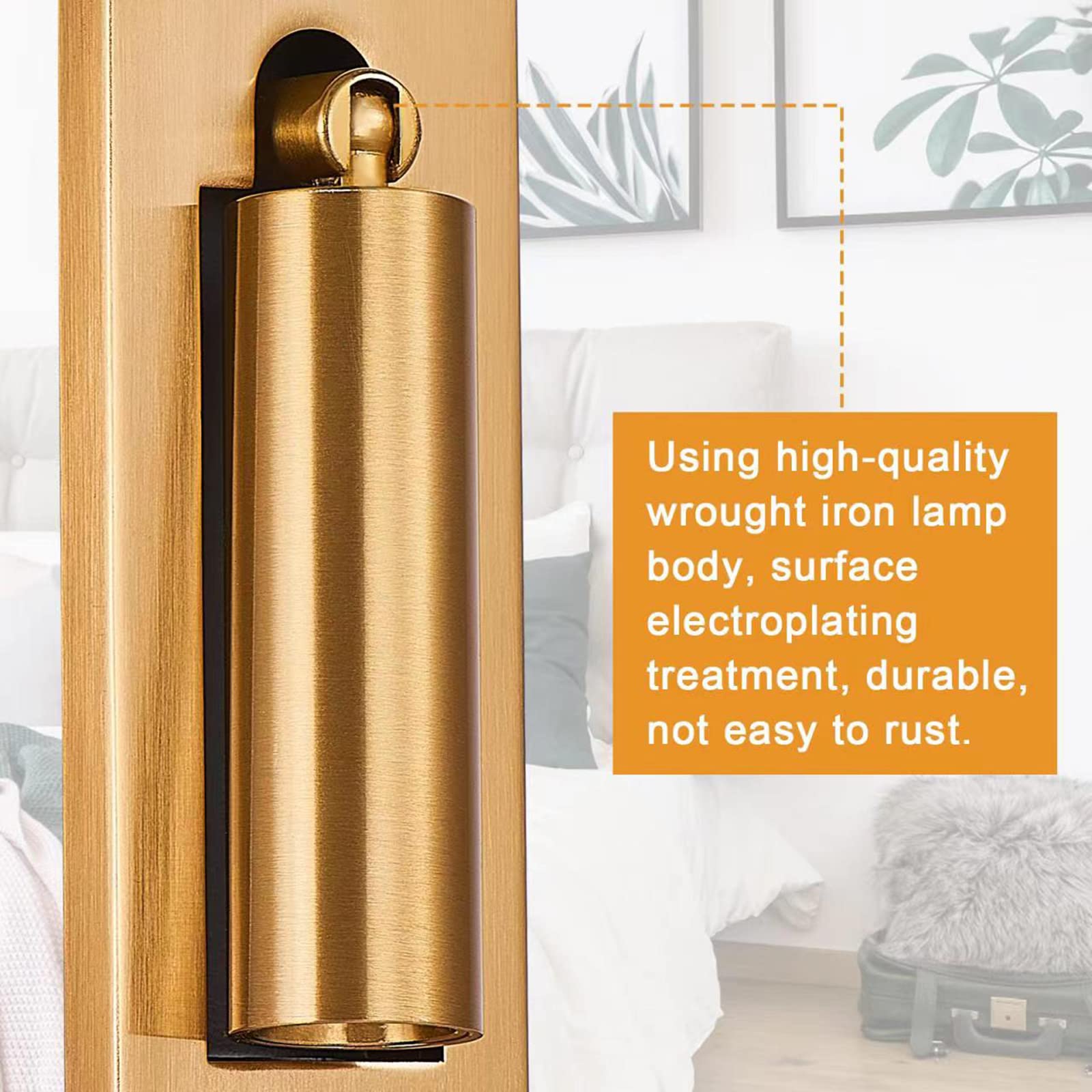 LED Wall Mounted Bedside Light - Adjustable Recessed Headboard Lamp with Switch, Modern Wall Sconce for Reading & Bedroom Decor, Hardwired Spotlight Lighting (Gold) - Perfect for Night Reading, Bedroom Ambience & Space-Saving Design