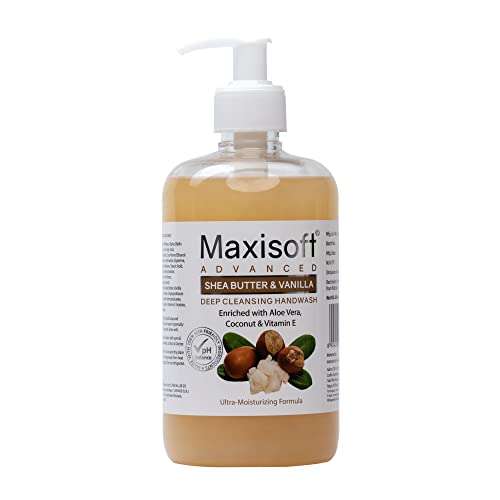 Maxisoft Natural Hand Wash 500ml - Neem, Tulsi, Aloe Vera, Coconut & Vitamin E Enriched | Paraben & Sulfate Free | For All Skin Types | Shea Butter & Vanilla Scent | Gentle Cleansing for Daily Use at Home, Office & Travel