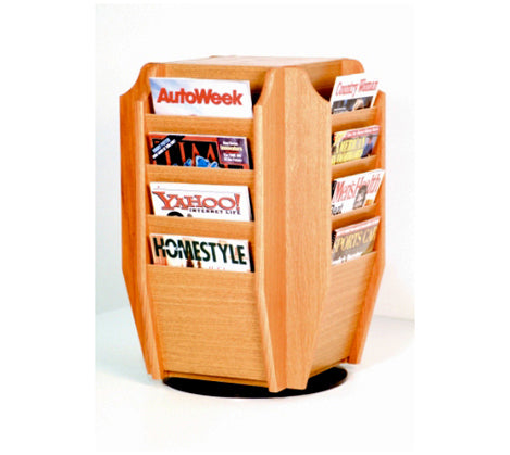 16-Slot Countertop Magazine Rack - Rotary Display Stand for Books, Catalogs & Brochures - Perfect for Retail Stores, Offices & Waiting Rooms