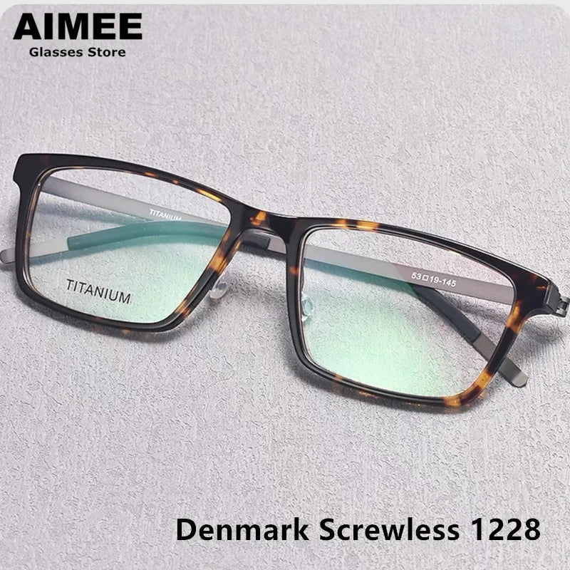Stylish Aimee Unisex Full Rim Square Titanium Acetate Eyeglasses Frame 1228 - Perfect for Work, Reading & Everyday Fashion