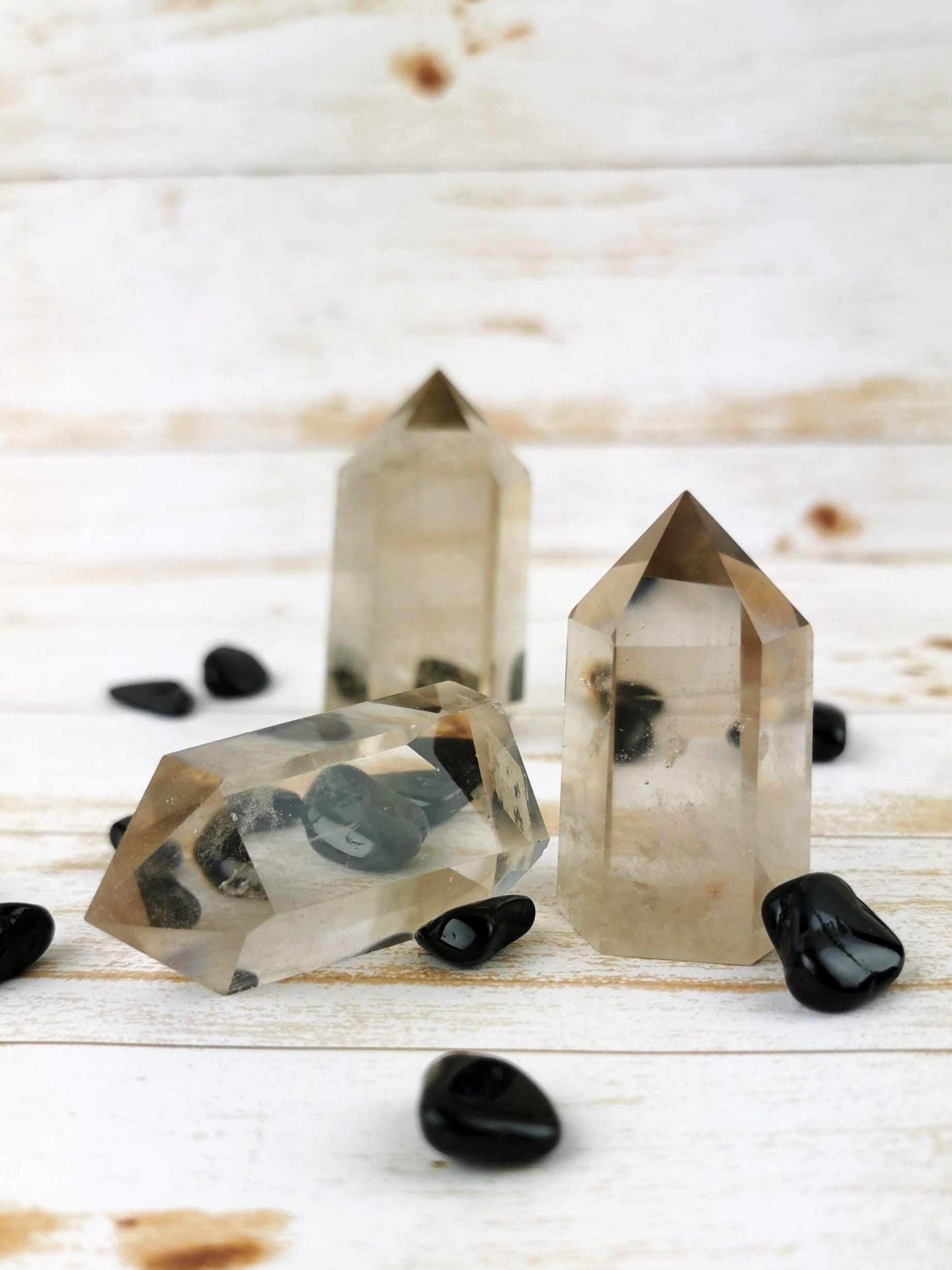 Natural Clear Smokey Quartz Crystal Towers - Healing Stones for Meditation, Reiki, and Home Decor | Perfect for Spiritual Healing, Chakra Balancing, and Positive Energy