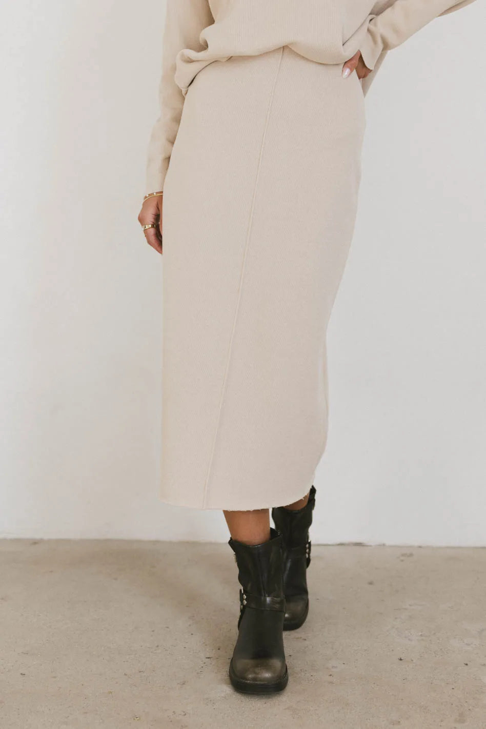 Harden Midi Skirt in Taupe - Women's Casual High Waist Flowy Skirt | Perfect for Work, Date Night & Spring Outfits