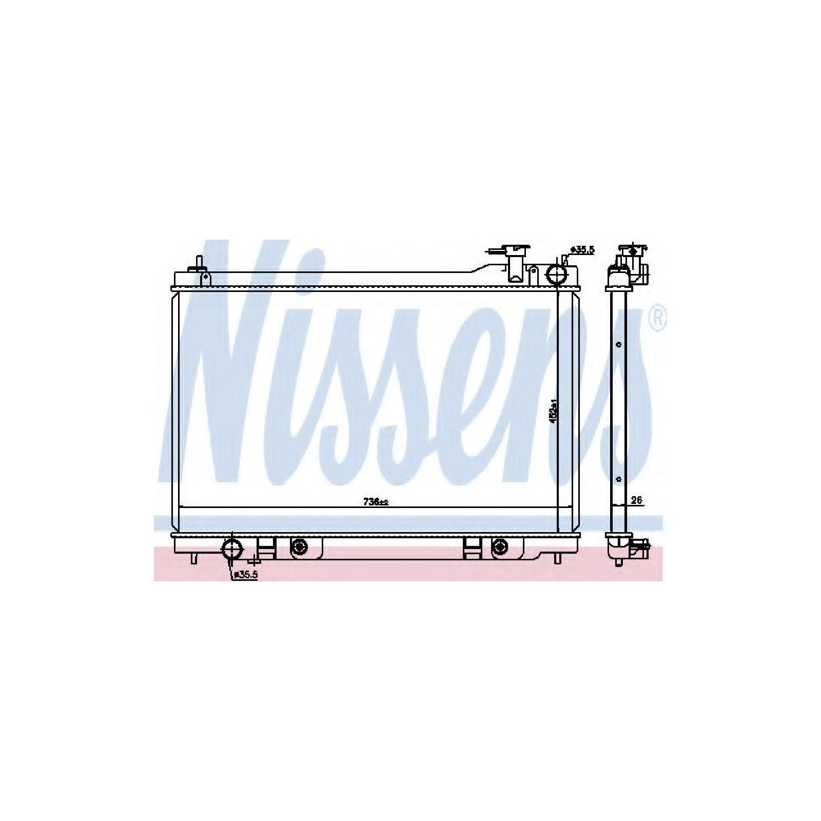 Nissens 68119 Radiator with Integrated Transmission Oil Cooler - High Performance Cooling for Ford, Chevy, Dodge & More - Perfect for Off-Road, Towing & Heavy-Duty Use