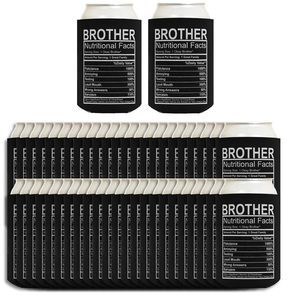 Little Brother Big Brother Gifts - 48-Pack Black Can Coolers for Drinks | Insulated Beverage Sleeves | Perfect for Parties, BBQs & Family Gatherings