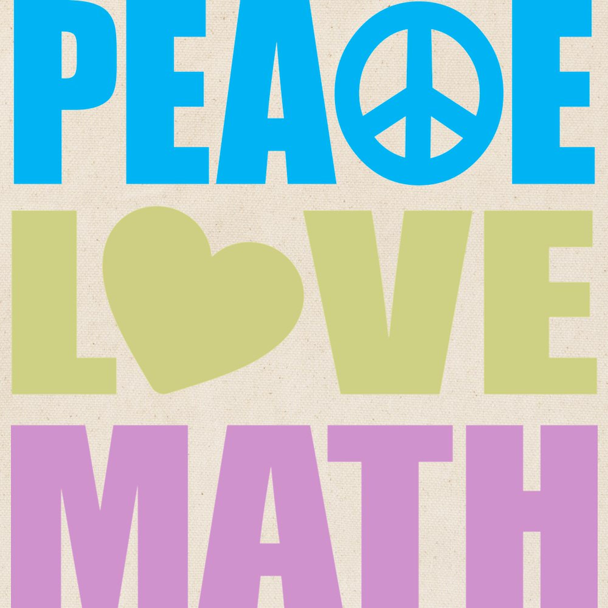 Peace Love Math Tote Bag - Natural Canvas Reusable Shopping Bag for School, Groceries & Beach | Eco-Friendly Cotton Tote with Math Design