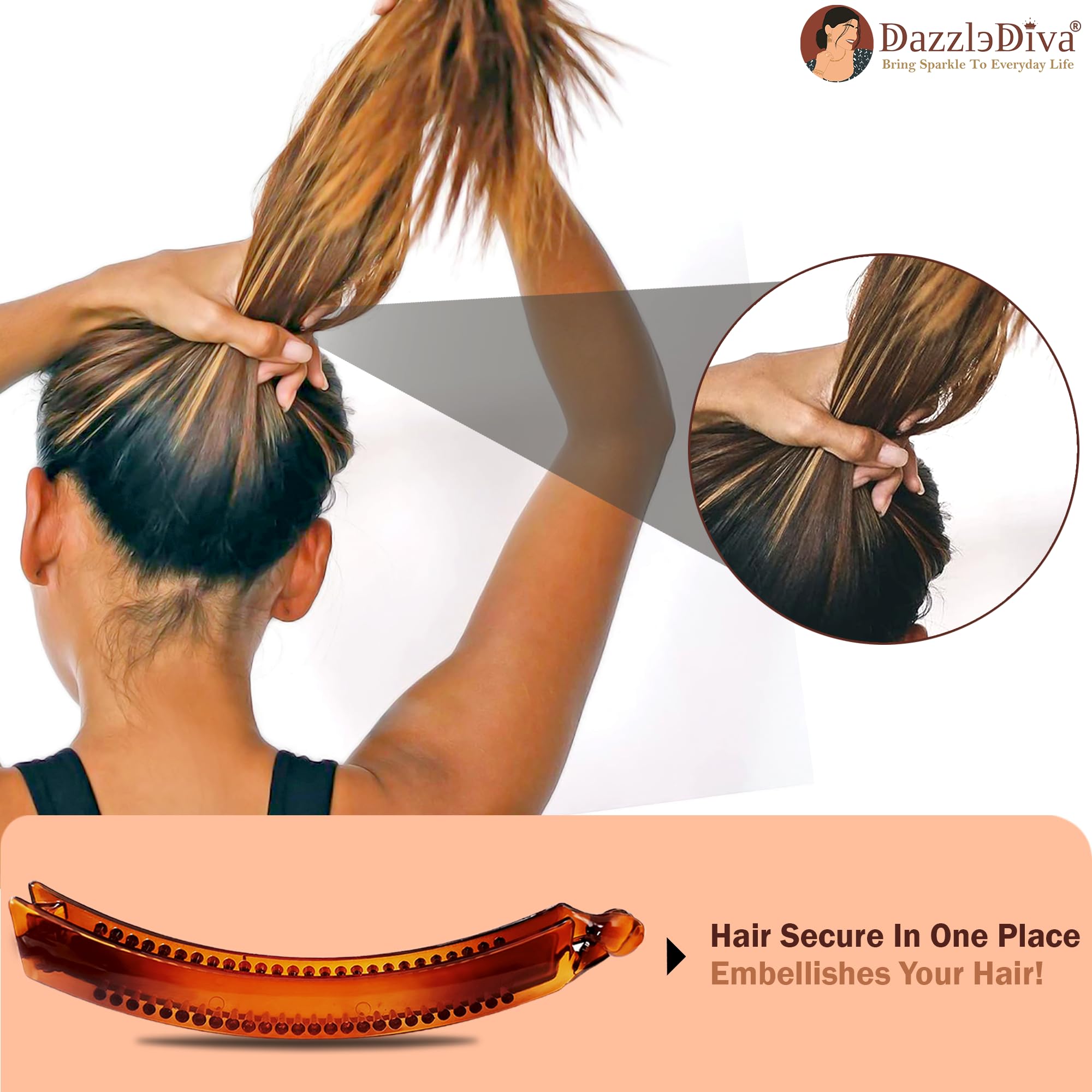 TRESOR Big Banana Hair Clips for Women - Extra Large Strong Hold Hair Clamps for Thick Long Hair - Durable Fashion Hair Accessories for Ponytail, Bun, Updo - Perfect for Work, Wedding & Everyday Use (1 Piece)