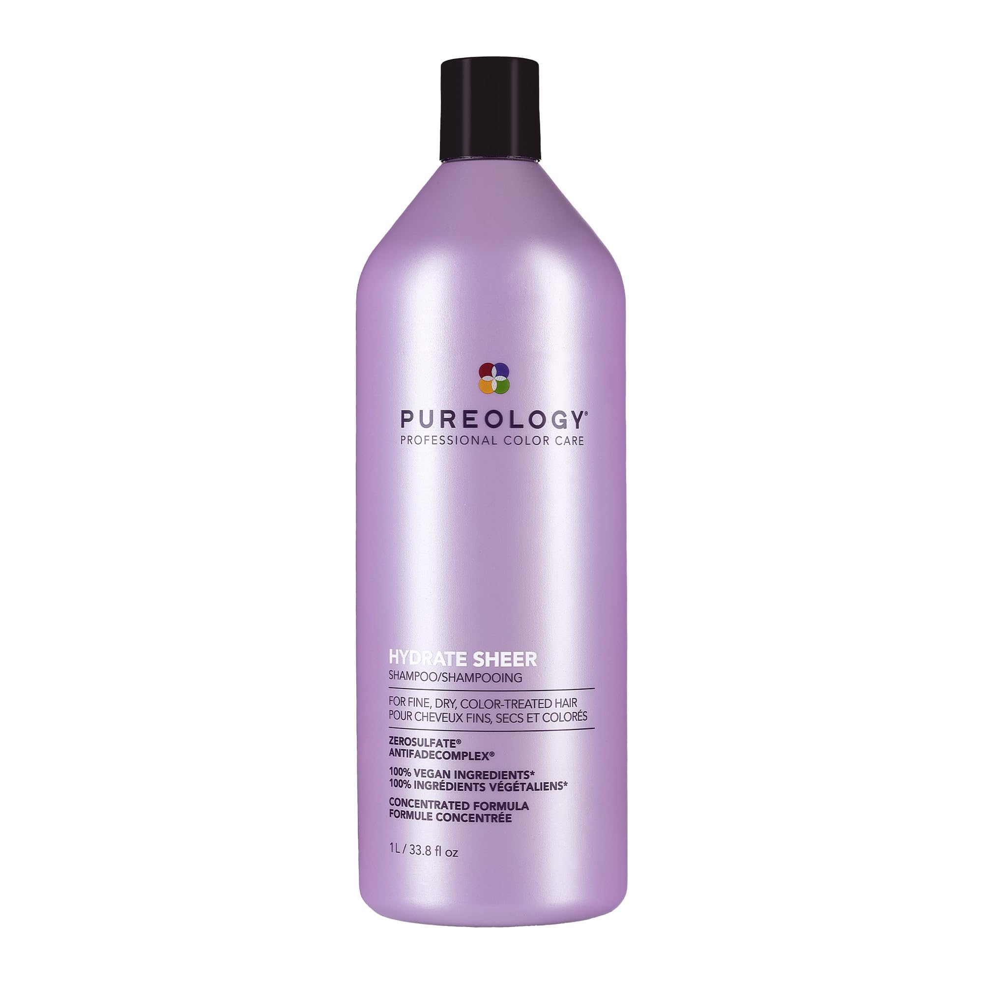 Pureology Hydrate Sheer Nourishing Shampoo for Fine, Dry Color-Treated Hair - Sulfate-Free, Silicone-Free, Vegan Formula | Perfect for Daily Hair Care & Color Protection at Home or Salon