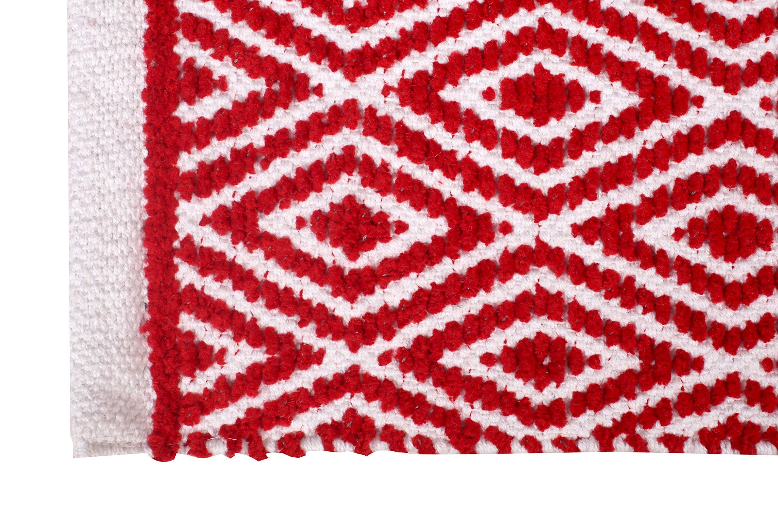 THE BEER VALLEY Cotton Diamond Rug 21x34 Inches - Reversible Machine Washable Area Rug for Bedroom, Kitchen, Entryway, Bathroom - Soft Non-Slip Accent Rug for Home Decor, Living Room, Dorm