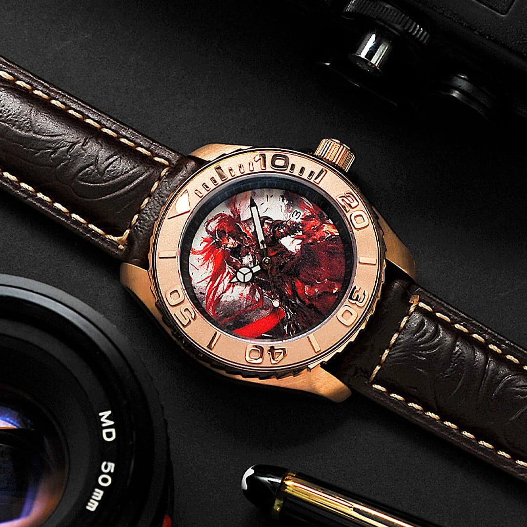 AG Collective The Lu Bu San Guo Series Black Leather Strap Men's Watch G 8040 SAN WAR - Stylish Chronograph for Business, Casual & Formal Occasions