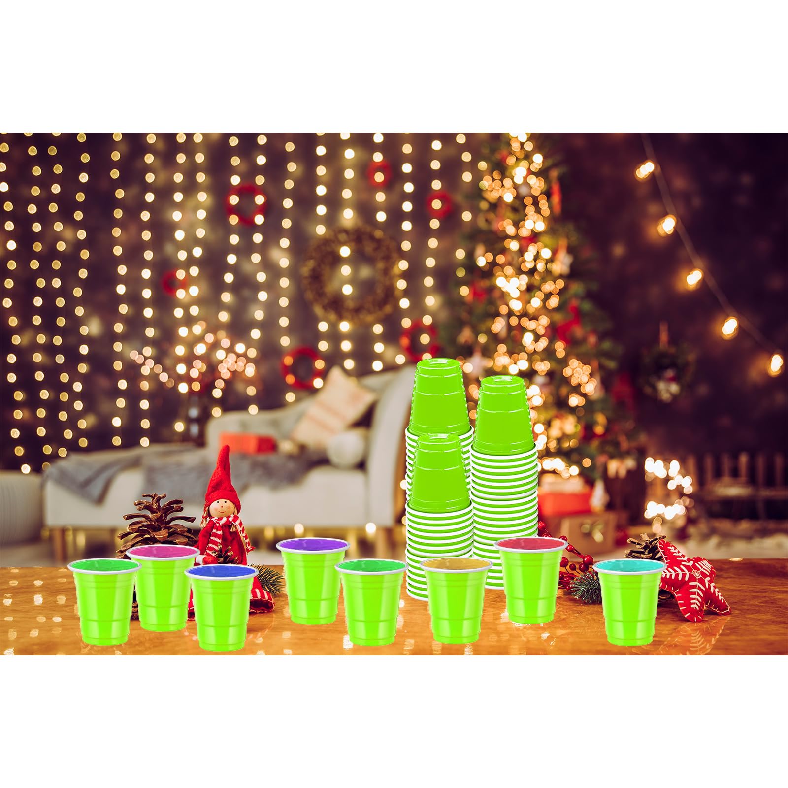 500-Pack Fluorescent Green Plastic Shot Glasses - 2 oz Disposable Party Cups for Cocktails, Jello Shots, Tastings, and Snacks | Perfect for Bars, Parties, and Events