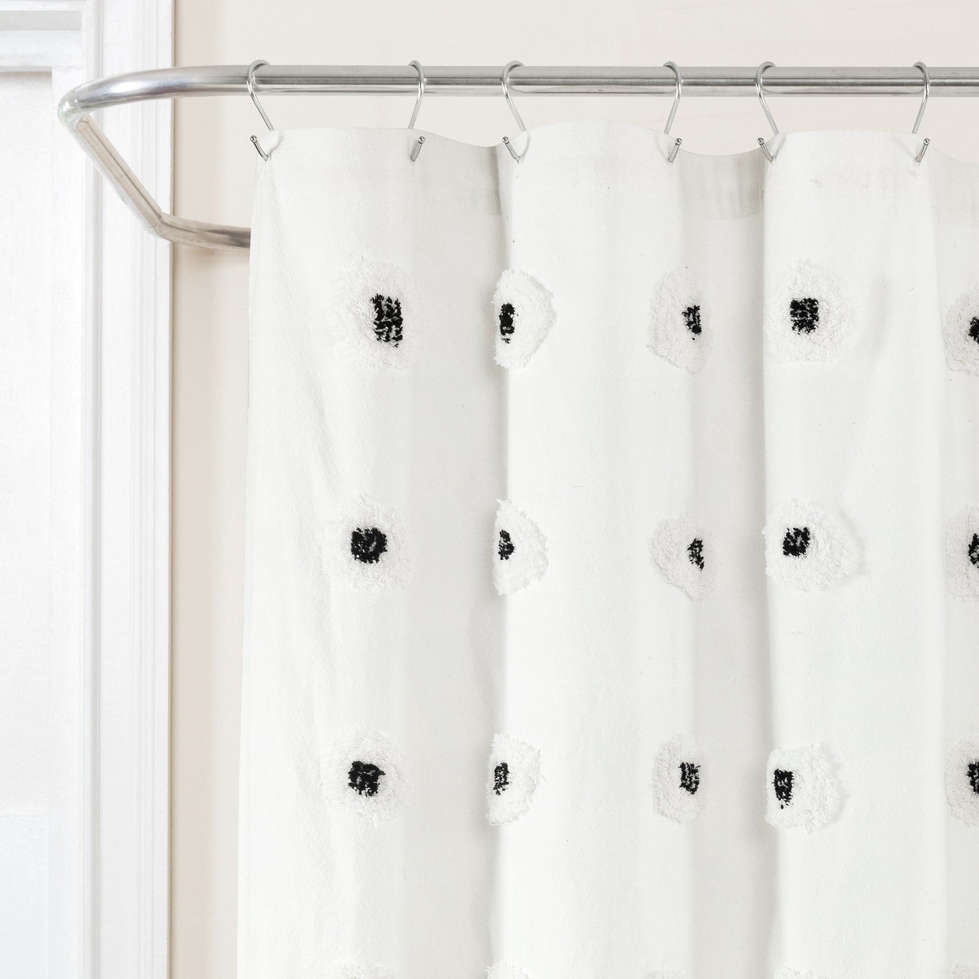 Boho Circle Tufted Yarn Dyed Recycled Cotton Blend Shower Curtain - Waterproof Bathroom Decor for Boho Chic & Farmhouse Style Homes