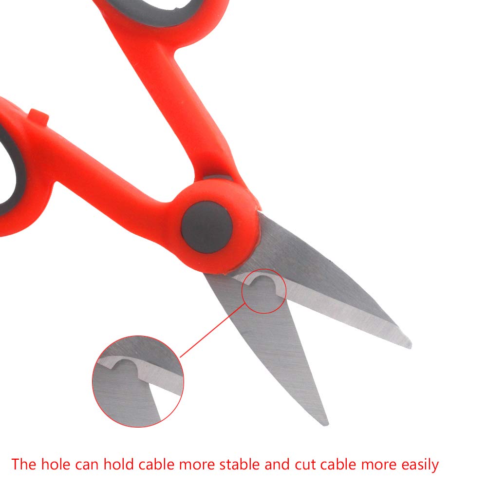 3-Pack Professional Electrical Shears - Fiber Optic & Kevlar Cable Cutters - Heavy Duty Wire Scissors for Electricians & DIY Projects - Perfect for Network Installations, Home Wiring & Crafting