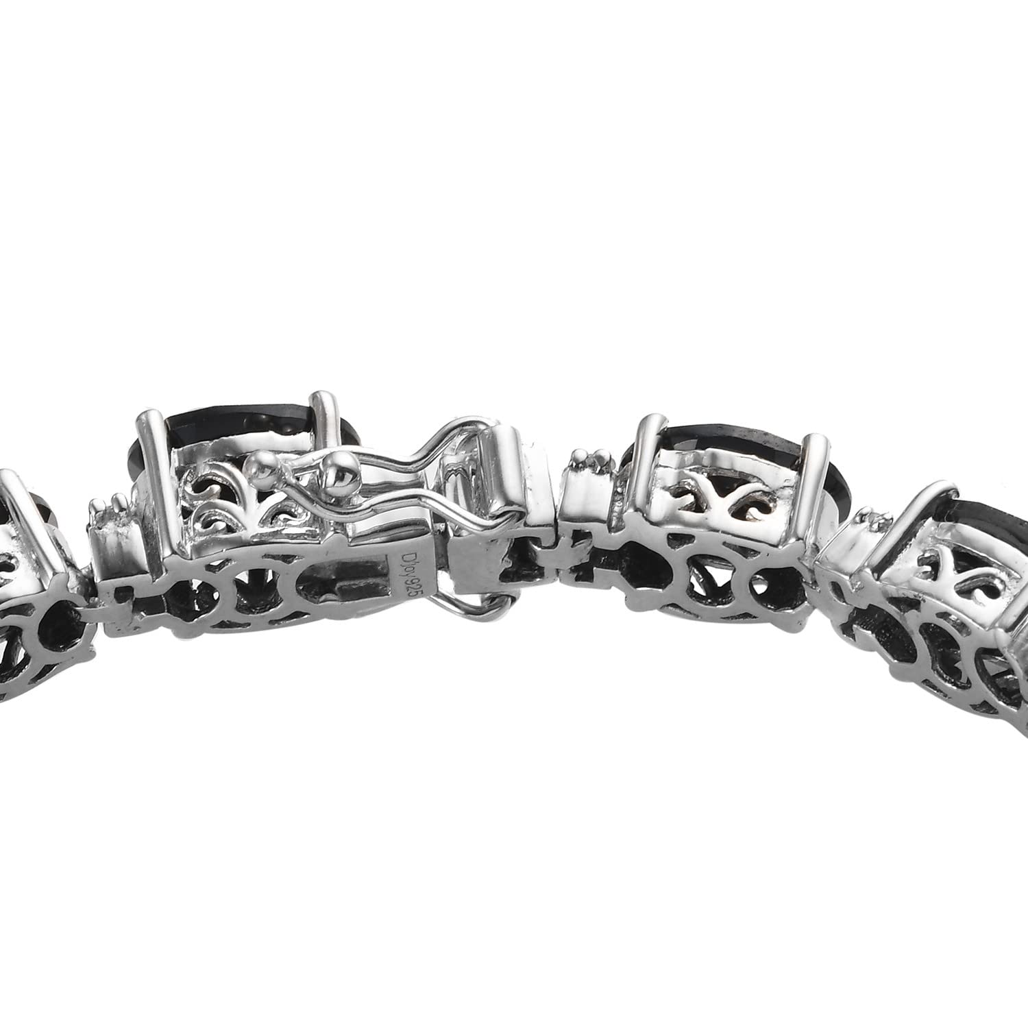 Natural Black Spinel Tennis Bracelet for Women - 925 Sterling Silver Platinum Plated with Zircon Birthstone | Size 7.25