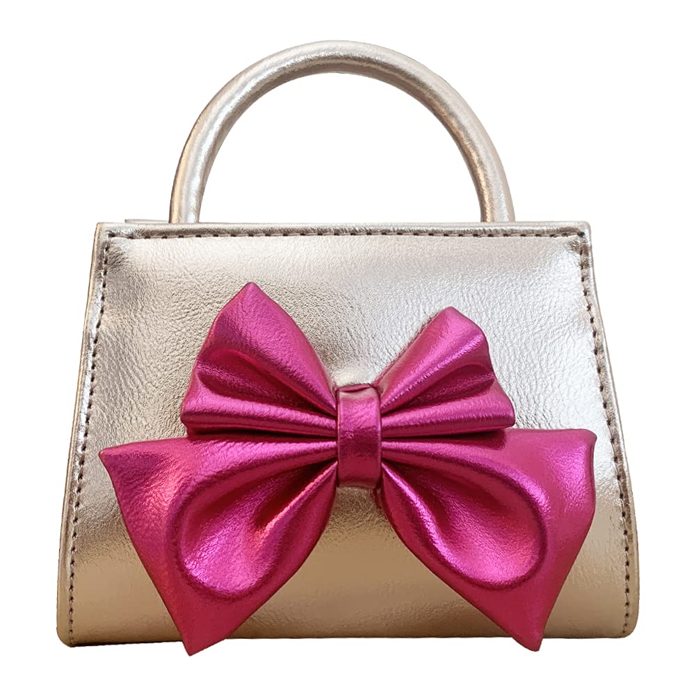 **AKEBD Little Girls Bow Purse - Toddler Mini Handbag Crossbody Shoulder Bag for Kids Pretend Play, Birthday Gift, Dress-Up & Daily Use**