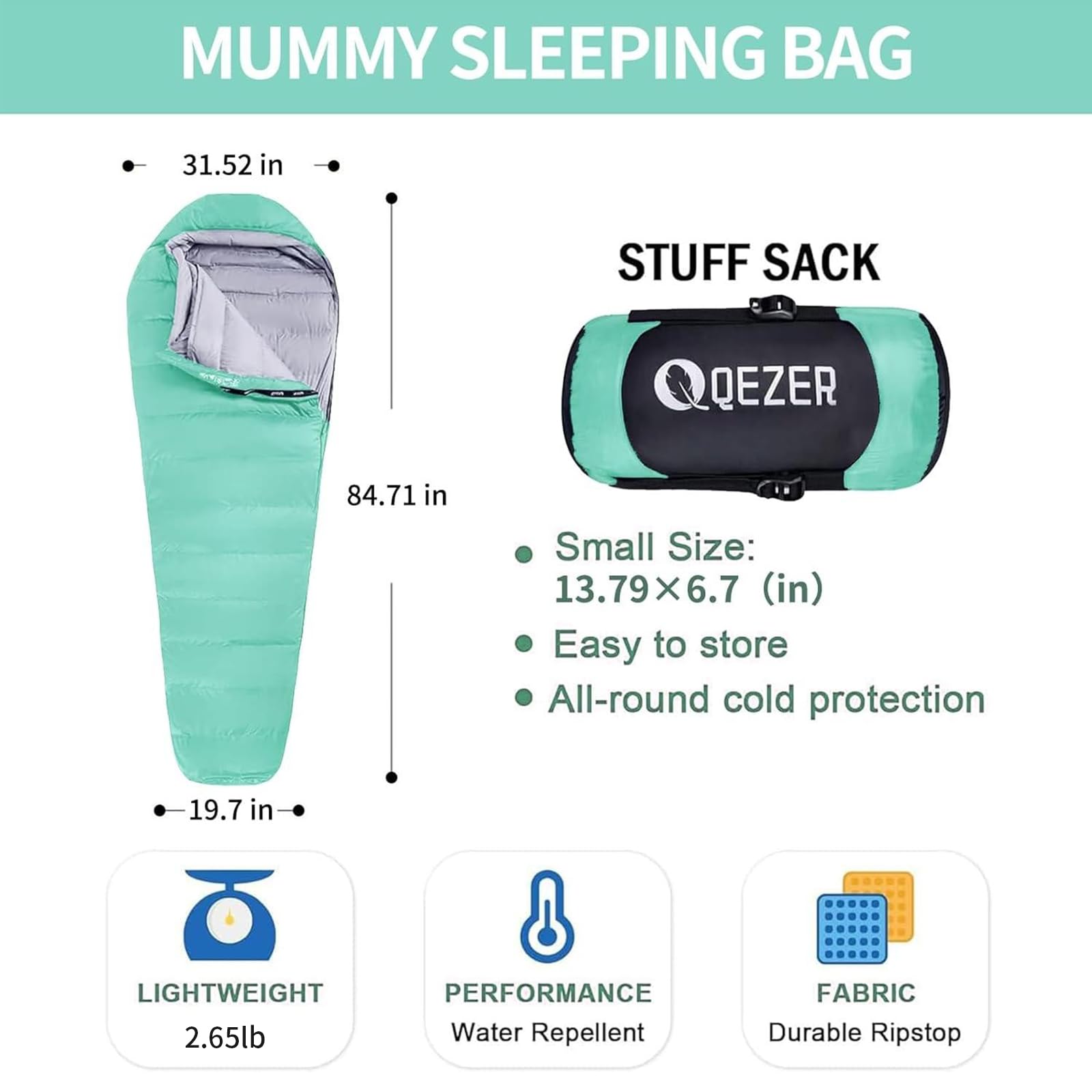 Ultra-Warm Down Sleeping Bag for Adults - Lightweight 0°F to 20°F Cold Weather Backpacking Sleeping Bag with Compression Sack - Perfect for Winter Camping, Hiking & Outdoor Adventures