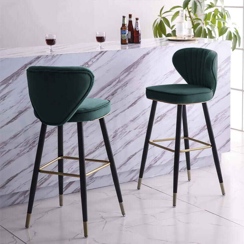 Modern Blue Velvet Counter Height Bar Stools with Back - Set of 3 for Kitchen Island, Breakfast Nook & Home Bar Decor