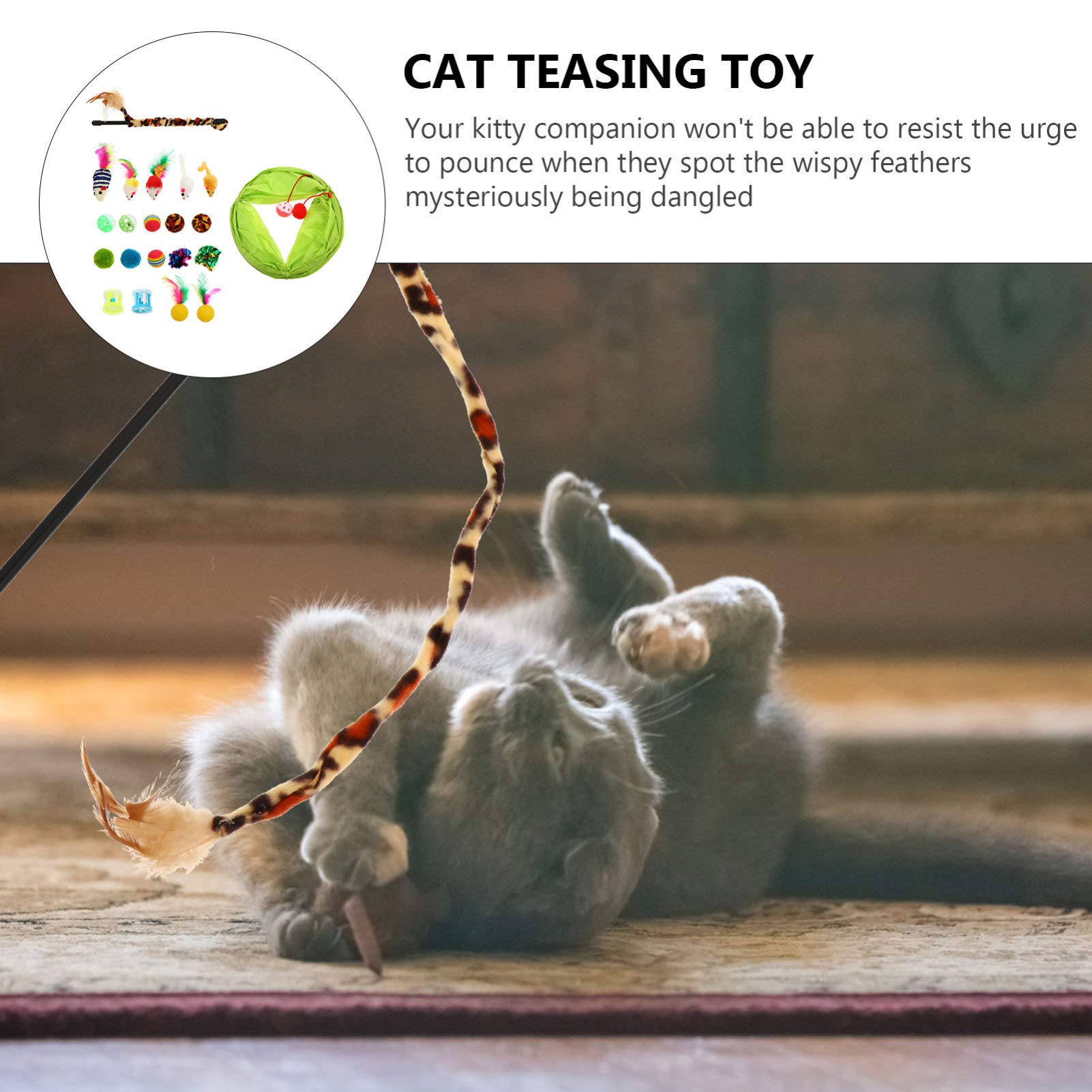 Balacoo 21-Piece Funny Cat Toy Set - Crinkle Ball, Teaser Wand & Sweat Suit for Kittens & Puppies | Interactive Play, Exercise & Stress Relief for Indoor Cats | Perfect for Playtime, Training & Bonding
