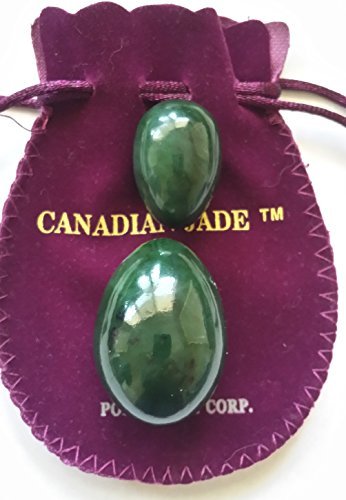 Genuine Nephrite Jade Yoni Eggs Set - 2 Undrilled Eggs (Medium & Small Sizes) for Women's Wellness - Dark Green to Black Jade for Advanced & Intermediate Users - Perfect for Meditation, Pelvic Floor Exercise & Energy Healing