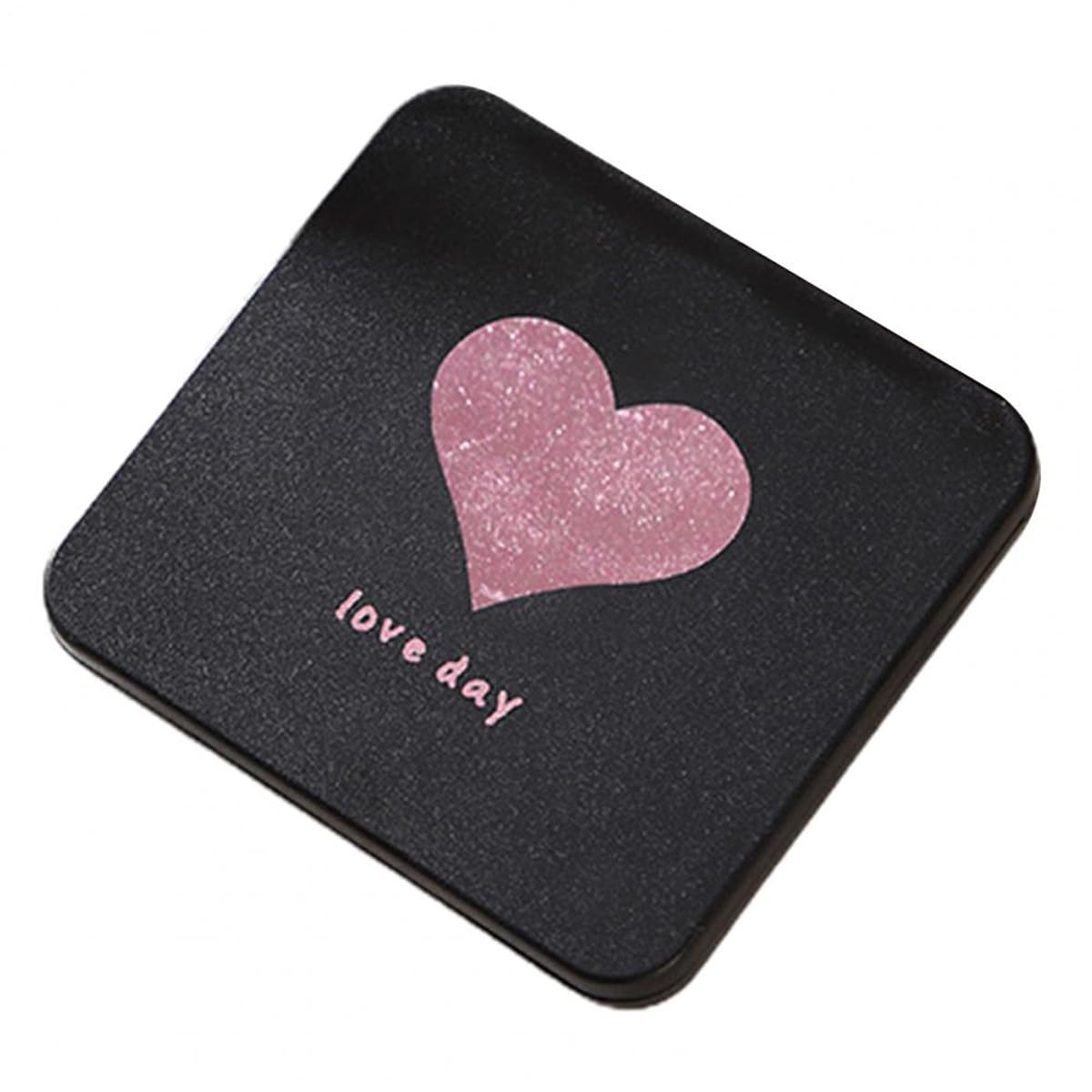 Leeonz Premium Travel Makeup Mirror - Portable 2-Sided Folding Cosmetic Mirror with Magnifier for Women | Handbag & Purse Compact Mirror | Heart Pattern Design | Perfect for Travel, Home & Office Use