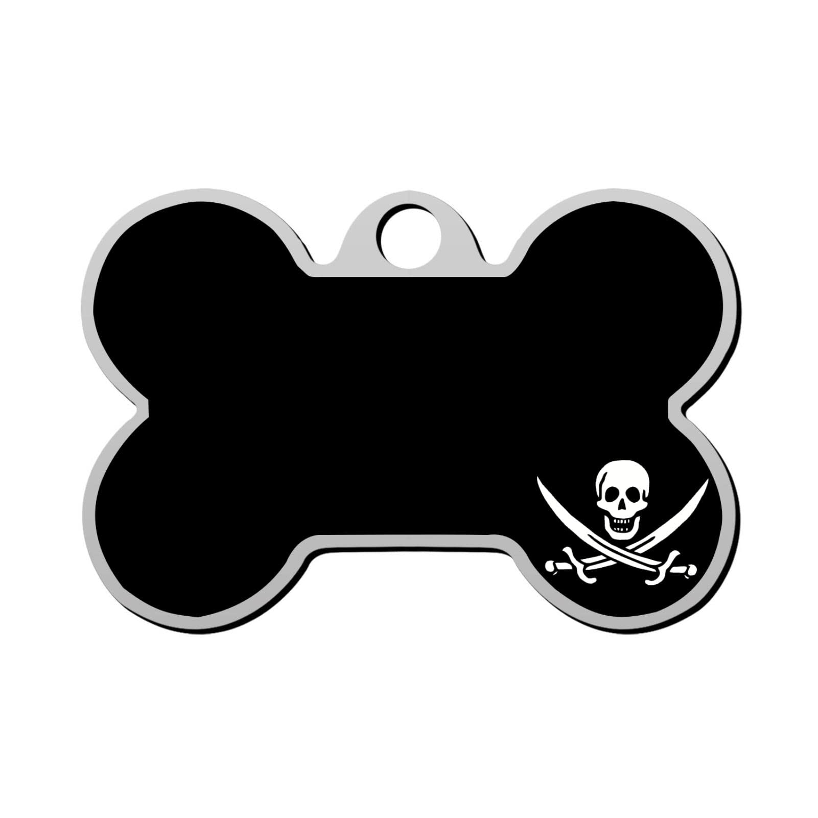 Custom Skull Pirate Pet ID Tag - Personalized Bone Shaped Dog & Cat Tag with 3D Printed Name & Phone Number - Perfect for Halloween Costumes, Pirate-Themed Pets & Unique Pet Identification
