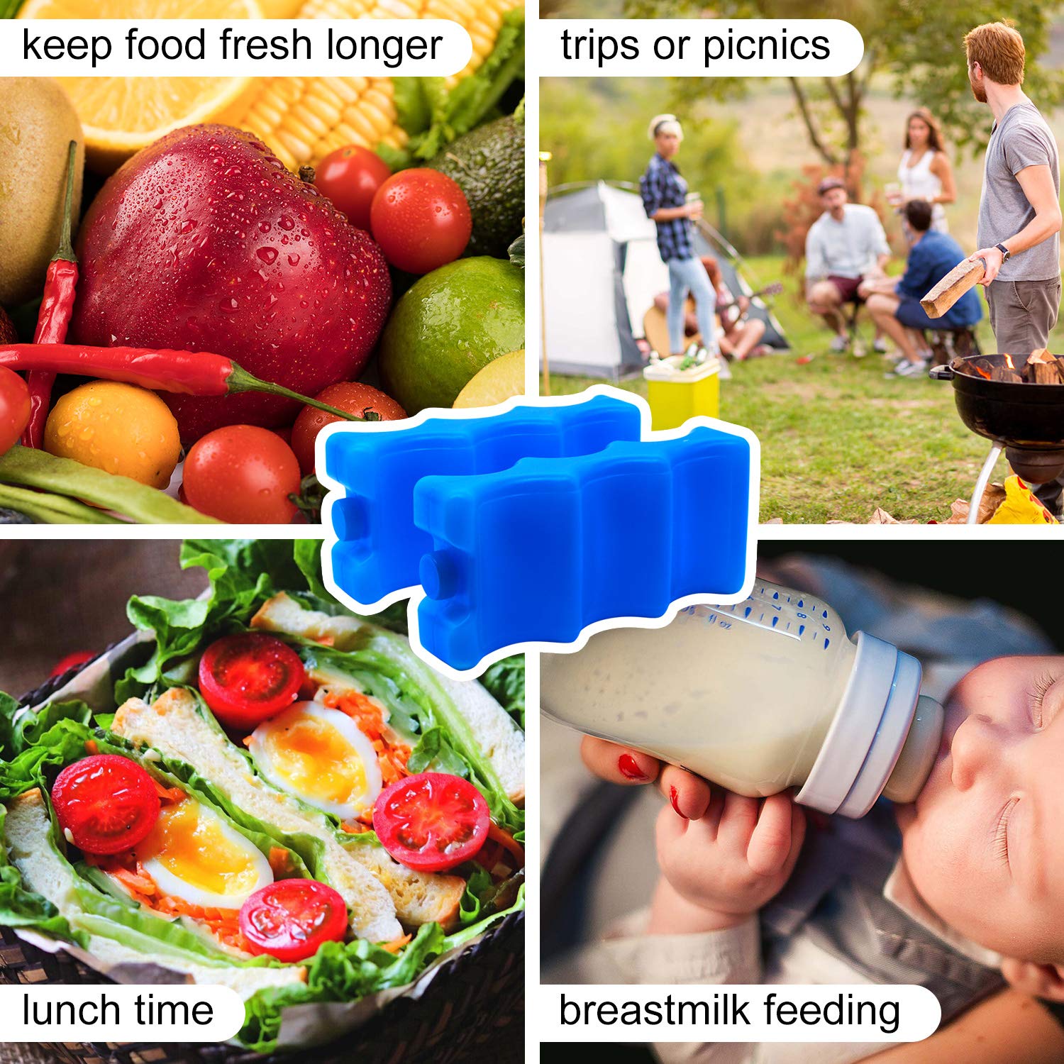 JMEXSUSS Reusable Ice Packs for Can Coolers - 2 Pack Double Sided Freezer Gel Packs for Lunch Bags, Cooler Backpacks, Camping, Beach, Picnics & Fishing - Long Lasting Cold Therapy for Food & Drinks