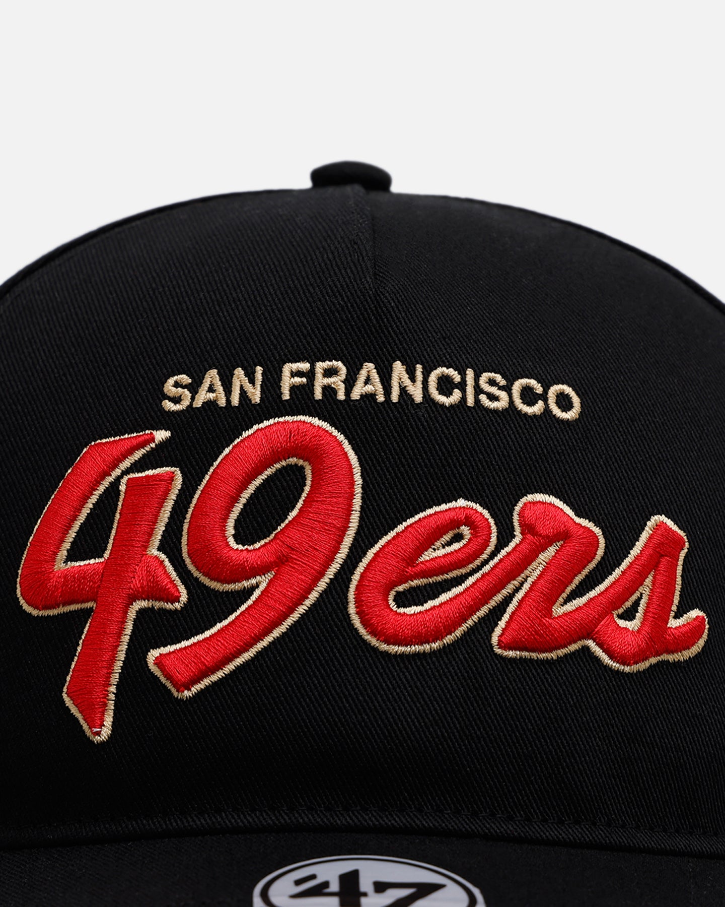 47 Brand San Francisco 49ers 'Black Dome Script' Snapback Hat - Adjustable 47 Hitch Back Closure - Official NFL Licensed Cap for Men - Perfect for Game Day, Sports Events & Casual Wear