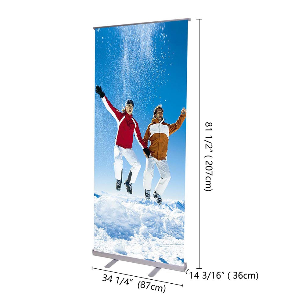 TheLAShop 32 x 79 Inch Retractable Banner Stand - Portable Telescopic Roll Up Display for Trade Shows, Events & Retail Advertising