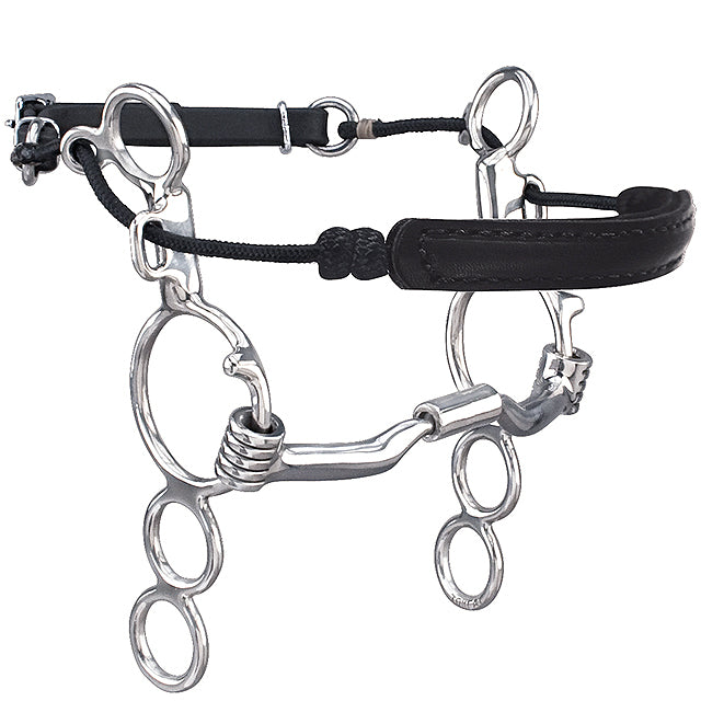 5 1/2 Inch Myler 3-Ring Combination Horse Bit with Low Port MB 04 - Stainless Steel for Dressage, Trail Riding & Training