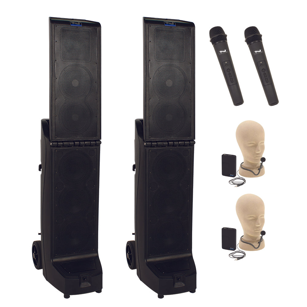 Anchor Audio Bigfoot Pair (XU4,R) Anchor Air Wireless PA System with 4 Microphones - Perfect for Outdoor Events, Weddings, and Public Speaking