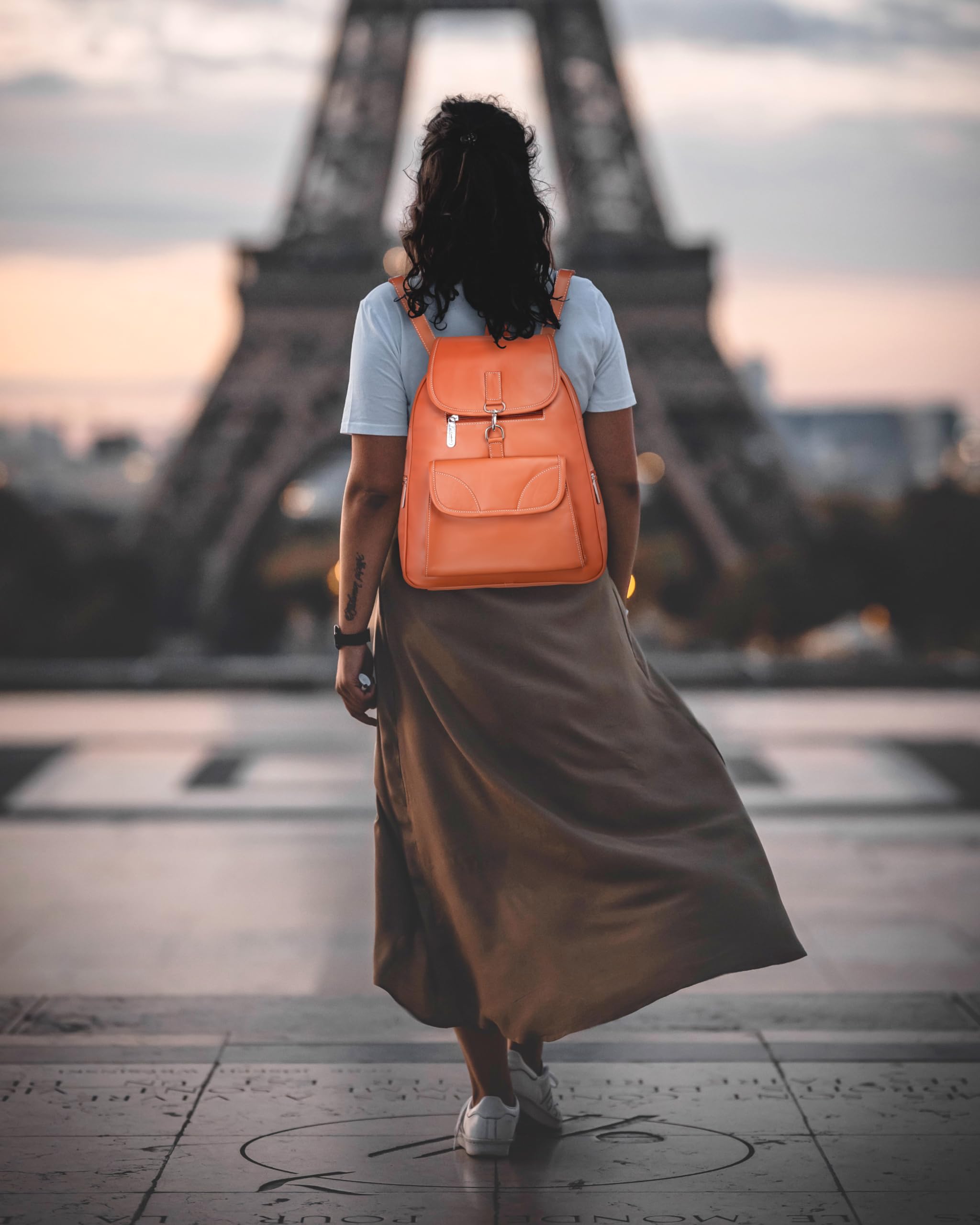 Fd Fashion 25L Medium Premium Faux Leather Water Resistant Backpack for Women - Stylish College Bag, Office Bag & Lightweight Daypack for School, Work & Travel