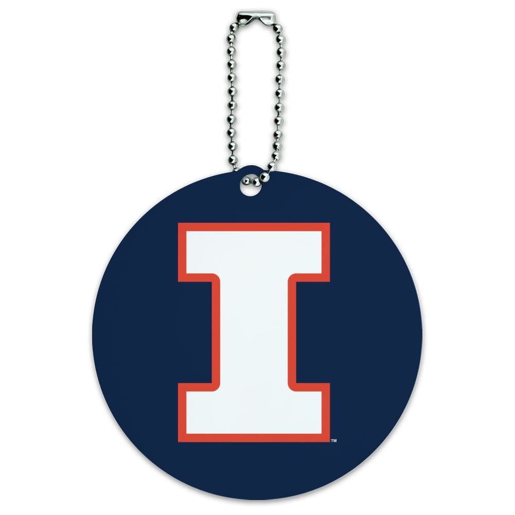 University of Illinois Fighting Illini Logo Round Luggage Tag - Durable Carry-On ID Tag for Travel, Suitcases & Backpacks - Perfect for Alumni, Students & Fans
