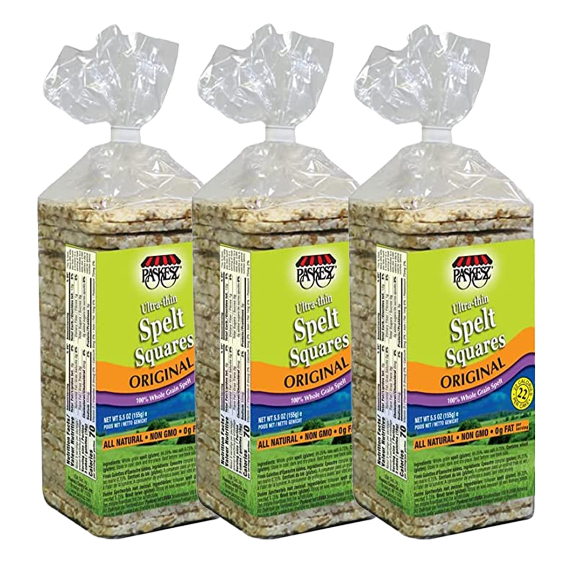 Only Kosher Candy Ultra Thin Whole Spelt Cake Squares - 3 Pack | Gluten-Free Kosher Snacks for Passover & Healthy Desserts | Perfect for School Lunches, Tea Time & Gift Baskets