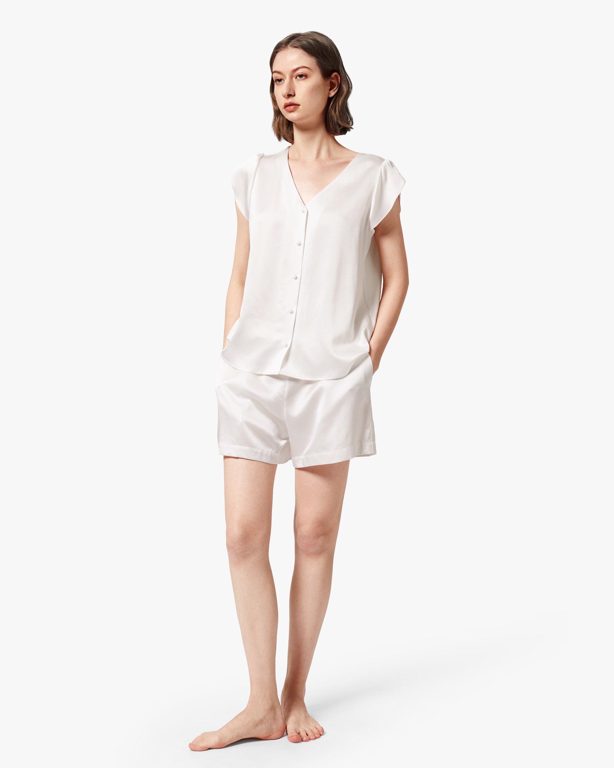 Women's Summer Moonlight Silk Short Pajamas - Soft & Breathable Sleepwear for Hot Nights, Lounge Wear, Vacation Essentials