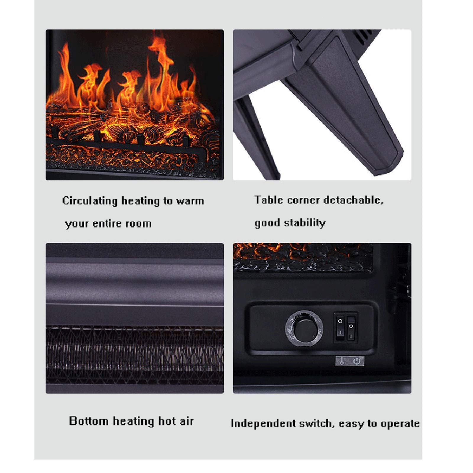 Wall-Mounted Electric Fireplace Heater with Adjustable Brightness & Temperature - Realistic Flame Effects & Overheat Protection - Perfect for Living Room, Bedroom & Office Warming Decor