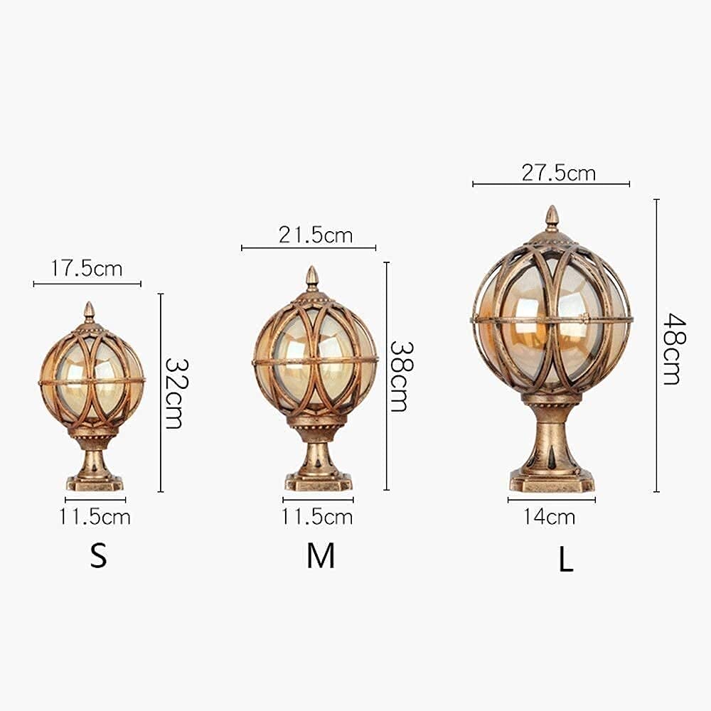 Classic Bronze E27 Exterior Garden Column Table Lamp - 48cm Traditional Outdoor Post Lantern for Street, Landscape, Fence, Wall, Path & Pool Lighting | Weather-Resistant Outdoor Lighting Solution
