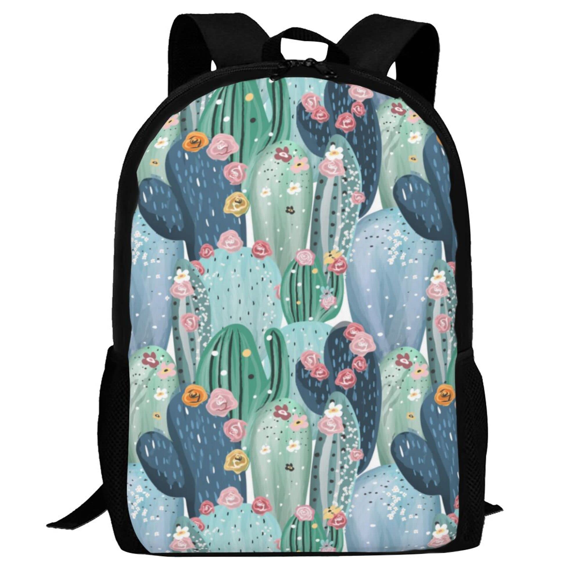 Stylish Waterproof Laptop Backpack for Women & Men - 15.6 Inch Business Travel Backpack with USB Charging Port - Durable Work Computer Bag for Professionals, Students, Teachers (Watercolor Cactus Design) - Perfect for Office Commute, College Campus & Business Trips