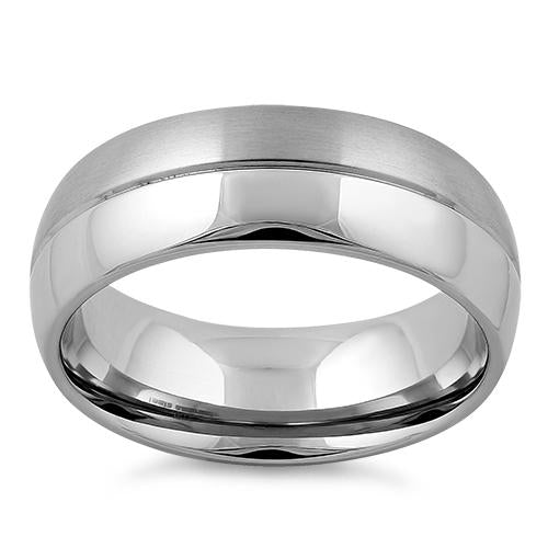 Polished Stainless Steel Satin Finish Groove Band Ring for Men & Women - Perfect for Weddings, Anniversaries, and Everyday Fashion Jewelry