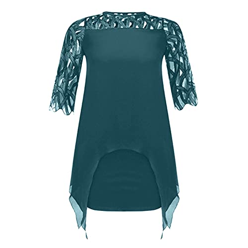 Elegant Plus Size Women's Chiffon Dress with Lace Splicing & Long Sleeves - Flattering Fit for Curvy Women | Perfect for Weddings, Parties & Special Occasions