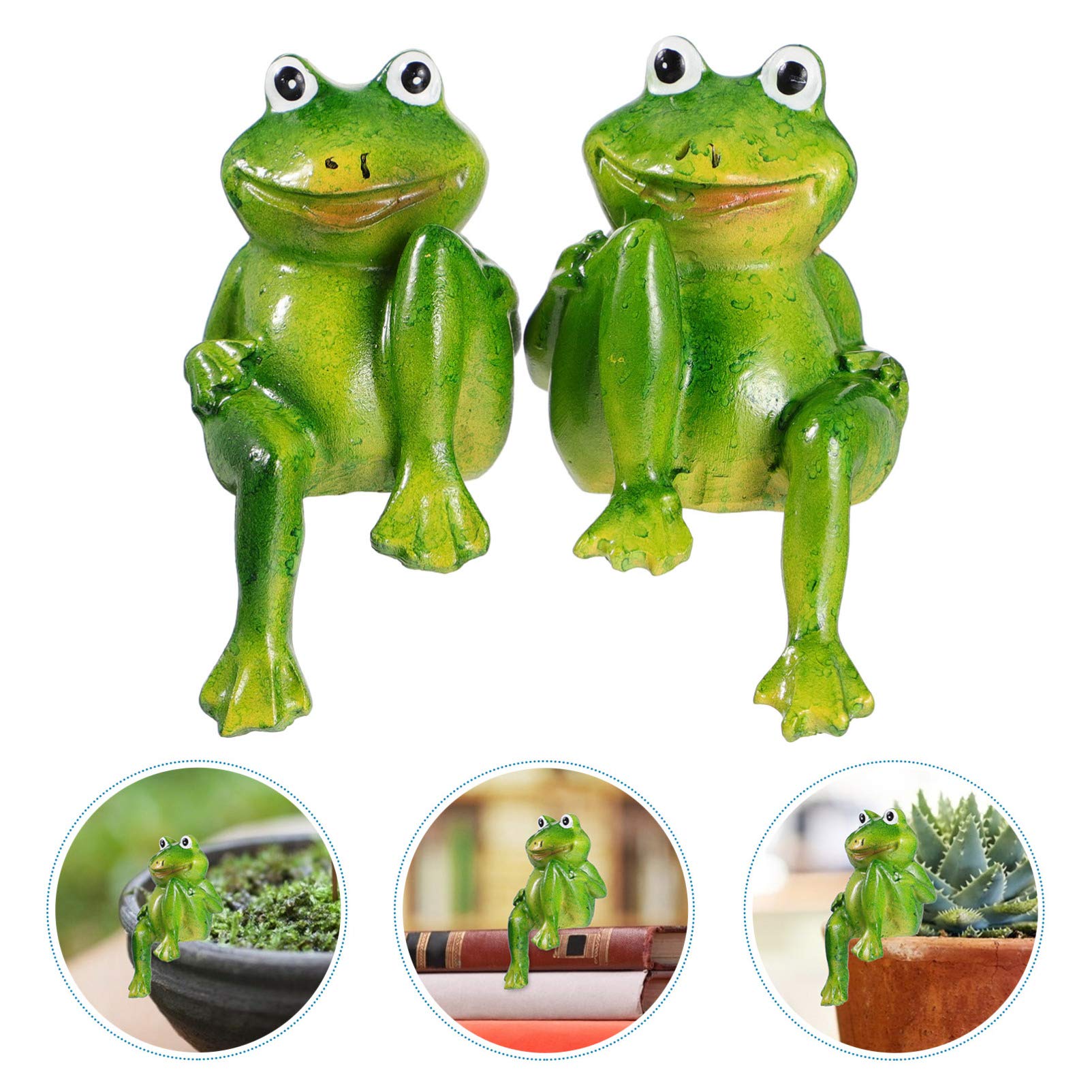 DOITOOL 1 Pair Resin Frog Ornaments - Unique Frog Figurines for Desktop, Bonsai Craft, Home Decor - Lovely Mini Frog Decor for Office, Living Room, Garden & Gift Ideas